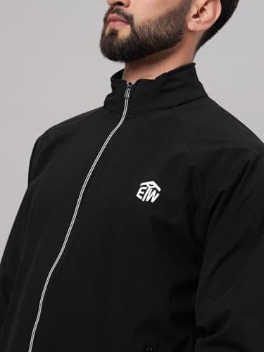 eWools® Men's Cotton Fleece Hoodie Sweatshirt for Winter (Wind2-Black, Medium) 4