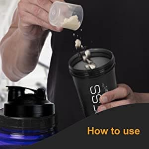 CHUBS Fitness Series Protein Shaker Bottle,700 ml 100% Leak Proof Guarantee, Gym Bottle for Protein Bottle Pre Workout BCAAs, BPA Free Material Shaker with Plastic Ball(BLACK)-700Ml 3