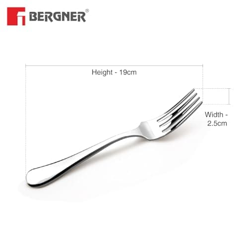 Bergner BE Essentials Baguette Stainless Steel 6 Pcs Dinner Fork Set, 19cm Long Fork, Non-Magnetic Steel Premium Forks for Home and Kitchen, Easy to Clean, Modern Aesthetics, 1.6mm Thickness - Silver 3