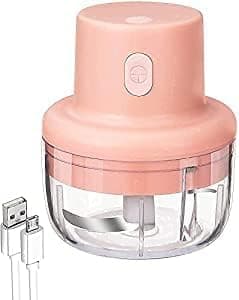 Portable Hand Mixer Grinder Chopper Vegetable Cutter Onion Garlic Ginger Pepper Crusher Wet Dry Machine Mini Electric Chopper for Kitchen 250Ml 12 Watt Multicolor