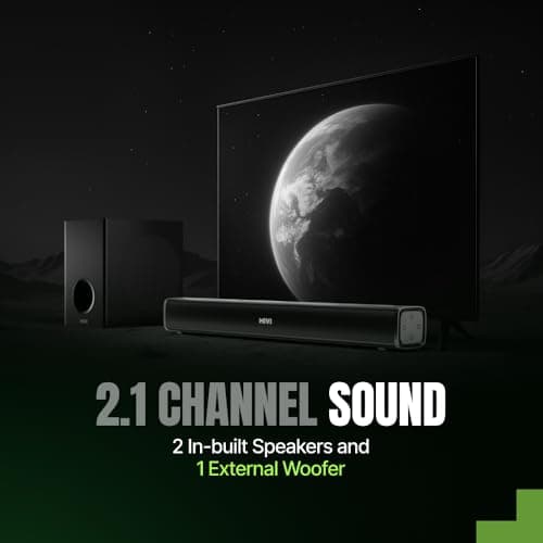 Mivi Fort Hip-Hop 1000 Soundbar | 180 Watts Home Theater Speaker | 2.1 Channel Sound Bar for Smart TV with Wired Subwoofer | Bluetooth v5.3 | Multiple EQ & Input Modes | Made in India 3