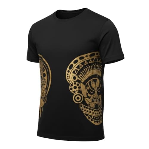 JJANBLISS Kathakali × Theyyam Half Face Handmade Bleach Art T-Shirt for Men | Kerala Folk Art Inspired | Black Cotton Round Neck Tee | Oversized Fit (in, Alpha, 2XL, Regular, Black) 6