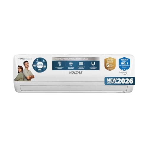 Voltas 1 ton 3 Star,New star rated, Inverter Split AC (Copper, Convertible 5-in-1 Cooling Mode, 2-Way Air Swing, Anti-dust Filter with Anti Microbial Coating, Auto Clean (123INV CAM, White)