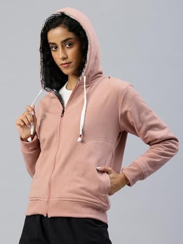 ADBUCKS Women Winter Wear Jacket Inside Full Black & White Fur & Made By Rich Cotton Fabric Standard Length With Hoodies (3XL, Peach) 2
