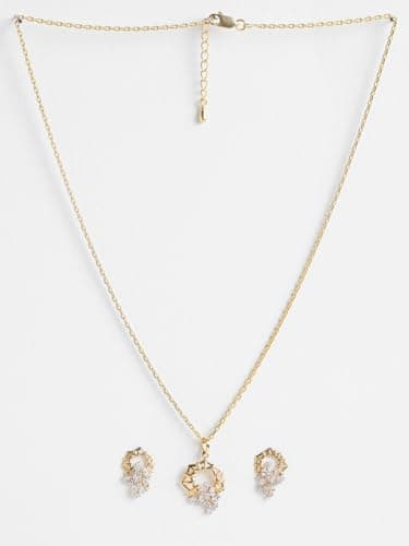 Clara 925 Sterling Silver Alba Pendant Earring Chain Jewellery Set | Gold Rhodium Plated, Swiss Zirconia | Gift for Women & Girls 3