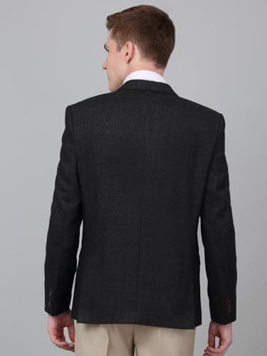 Cantabil Checkered Grey Full Sleeves Notch Lapel Formal Blazer for Men | Formal Blazer for Men | Men Blazer for Formal (MBZF00136_Charcoal_40) 4
