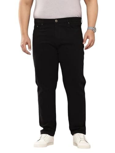 Thomas Scott Men Plus Size Pure Cotton Chinos Trousers(TSB097_Black_42)