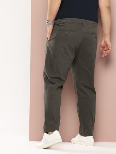 Thomas Scott Men Plus Size Pure Cotton Chinos Trousers(TSB095A_Olive_42) 3