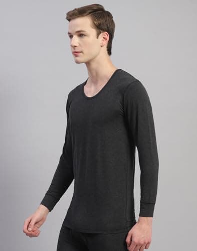 Monte Carlo Mens Solid Black Round Neck Full Sleeve Thermal Vest (6240SM1-0-44) 2
