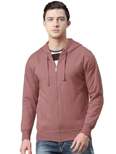 ADBUCKS Winter Wear Sweatshirt Hoodie with Zipper Cotton Fleece Jacket for Men's (Medium, Light Orange)