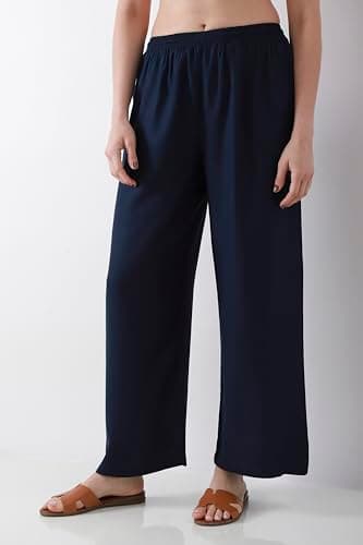 Biba Women Navy Straight Palazzos_4XL 2