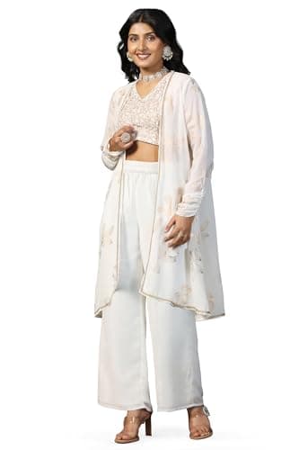 Jwalin Women Georgette Kurta Sets for Woman|Indo Western for Women (JW.FDWSET00415 WHT M_White_M)