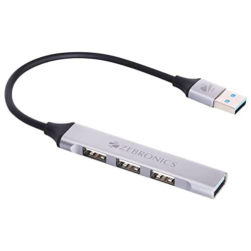 Zebronics 200HB USB 3.0 4 Port hub with Hi Speed Data Transfer, Aluminum + ABS Body, 15cm Cable, SLE 2
