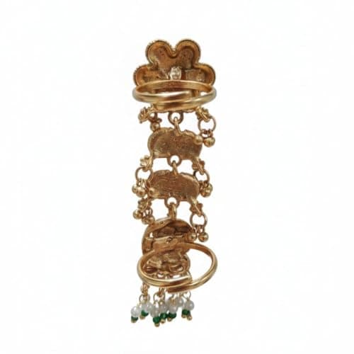 Iksava Traditional Gold Plated Meenakari Adjustable Floral Desgin Statement Double Finger Ring for Women and Girls | Bridal Ring for Women 3
