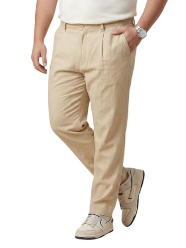 Thomas Scott Men | Plus Size | Straight Fit | Easy Wash | Solid | 4 Pockets Design | Woven Fabric | Chinos Trouser (TSB137_Khaki_44)