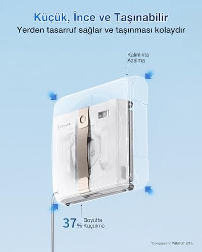 ECOVACS WINBOT Window Cleaning Robot - Compact Design, Dual Nozzles with Ultrasonic Spray, 9-Stage Protection System, Intelligent Path Planning, 3 Cleaning Modes, Anti-Slipping System 3