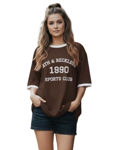 TQH Tshirt for Women | Oversized Tshirt for Woman | Tops for Women Western | Women's Tops | Woman Tee Loose Fit Drop Shoulder Printed T-Shirt for Casual Summer College Travel