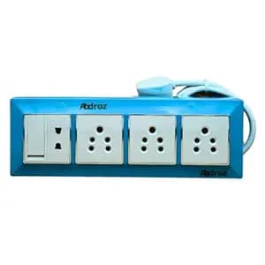 ABDROZ Electric Extension Board - 5A + 5A + 5A + 1 Universal Two Pin Socket with Master Switch and Heavy-Duty Cable Wire (Max Load Capacity 1800W) Sky Blue Pack of 1 (10 MTR LENGTH)
