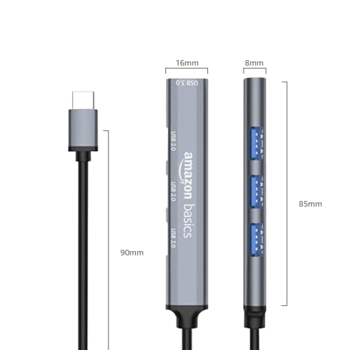 Amazon Basics USB-C Multiport Adapter with 1 USB 3.0 & 3 USB 2.0 Ports, Plug & Play, Built-in Smart Chip, Compatible with MacBook, Laptop, Tablet, Smartphone, and More 6