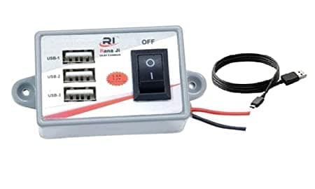 ERH India 12v/24v 3 USB Mobile Phone Charger with Charging Cable Adapter for Portable Power Banks, Mobile Phones, Tablets and iPads etc.