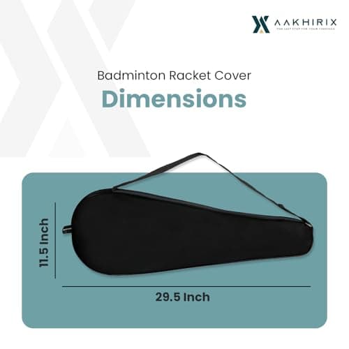 AAKHIRIX Badminton Racket Cover with Standard Strap,Steel Zip Lock and Matty Cover Material for All Size Rackets 4