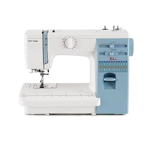 Automatic Stitch Magic Sewing Machine with 57 Stitch Function(White And Blue)