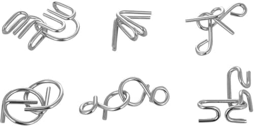 RVM Toys Set of 6 in 1 Metal Puzzle Brain Teaser Challenge Set IQ Busters Intellectual Toy for Kids and Adult Design Teal 2