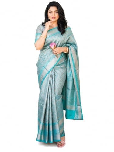 Yashika Women's Banarsi Art Silk Rama Saree with Blouse Piece for Traditional Ethnic Wear Sari-(AZ-YS-OG1-GAJRA RAMA)