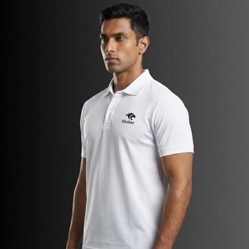 Räuber Men’s Polo Neck T-Shirt | Half Sleeve Solid Polo Tee | Comfortable Casual, Office & Sports Wear (in, Alpha, XL, Regular, Standard, White) 3
