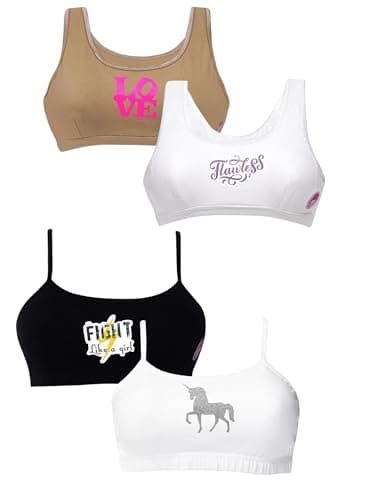 DChica Essentials Comfortable Non Padded, Non Wired No Hook Broad & Thin Strap Bras (Set of 4)_Color May Vary