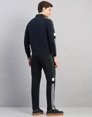 Monte Carlo Men's Regular Fit Solid Round Neck Full Sleeve Tracksuit| Men Track Suit | Stylish Sportswear Set with Jacket and Lower | Activewear Set For Men's Navy Blue M 4