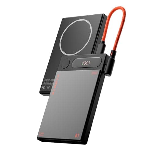 HAMMER 10000mAh MagSafe Power Bank, 15W Wireless Charging (MagSafe & Qi), 22.5W PD/PPS Fast Wired Charging, LED Display, iPhone 12 & Above, Metallic Finish, Magnetic Ring Included, Made in India