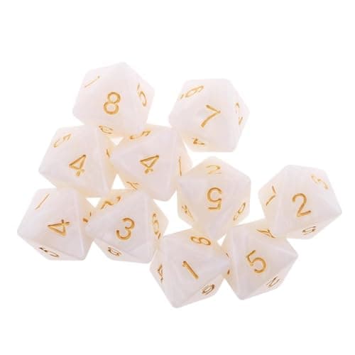 UJEAVETTE 10pieces 8 Sided Dice D8 Polyhedral Dice for Dungeons and Dragons Party Table Games White 4