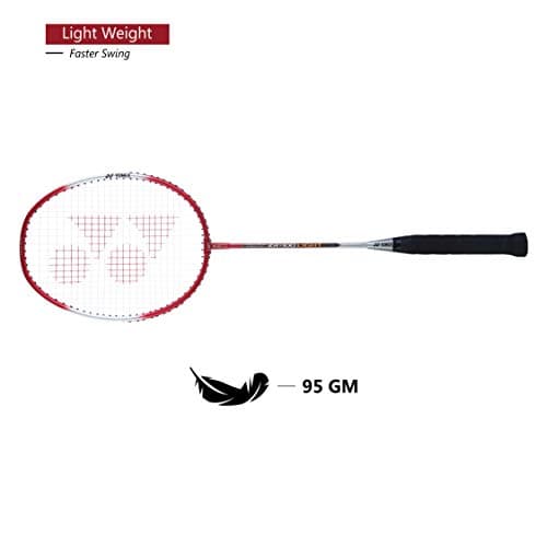 YONEX ZR 100 light Aluminium Strung Badminton Racket with Full Racket Cover (Red/White) | For Beginners | 95 grams | Maximum String Tension - 26lbs 5
