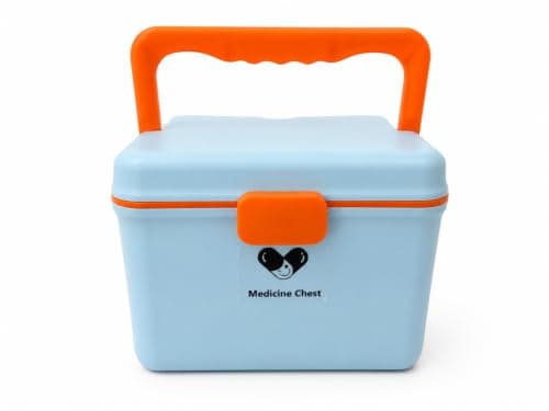 HomeCloud Plastic First Aid Box with Tight Lock Mechanism & Convenient Handle | Multi-Purpose Medicine Storage Organizer for Medicines, Bandages, Ointments & Medical Tools (Dark Blue)