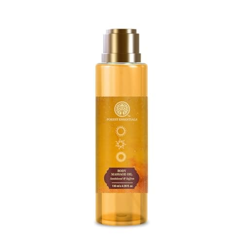 Forest Essentials Body Massage Oil Sandalwood & Saffron | Ayurvedic Skin-Nourishing & Calming Oil | Nourishing Body Care