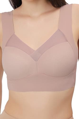 Fabluk® Supreme Comfort Silk Smooth Bra, Seamless,Running,Shockproof Brassiere Top, Comfortable & Breathable, Double Padded with Support,Push Up Bra, L-3XL (in, Alpha, L, Regular, Pink) 4
