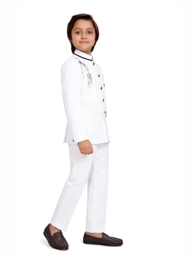Earth Conscious Boys Embroidered Jodhpuri Suit Set | Full Sleeve Blazer with Pants | Premium Indo-Western for Kids | Perfect for Weddings | Ethnic Wear Dress for Baby Boys 10-11 Years 4