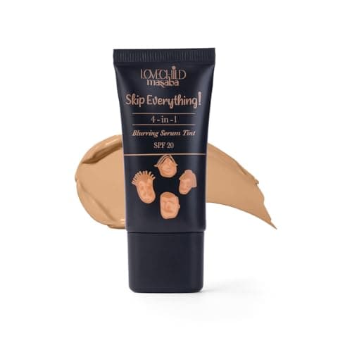 Lovechild Masaba Skip Everything 4-In-1 Blurring Sheer Serum All Skin Tint, Primer, Moisturizer, Sunscreen & Foundation In One, Seamless Coverage With SPF 20, Gossip Girlfriend (Warm Nude) 30Ml