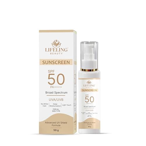 LIFELING BEAUTY Sunscreen SPF 50 PA++++, Broad Spectrum UVA/UVB Protection, No White Cast, Matte Finish, Lightweight Gel, for All Skin Types (50GM)