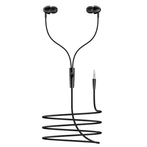 Boat BassHeads 210 Wired Earphones with 10mm Drivers, Signature Sound, in-Line Microphone, 3.5mm Jack, Voice Assistant & 120cm Cable (Active Black)