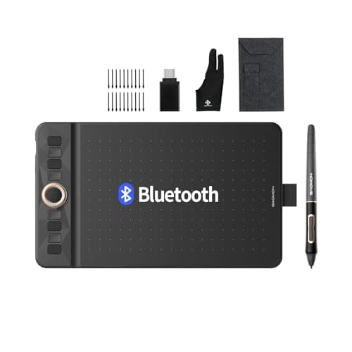 GAOMON Bluetooth Drawing Tablet WH851 8 x 5 inches Graphics Tablet, Digital Art Tablet Supports 16384 Levels, Intuitive Dial with 8 Shortcut Keys Work with Windows & Android & Mac (Grey)