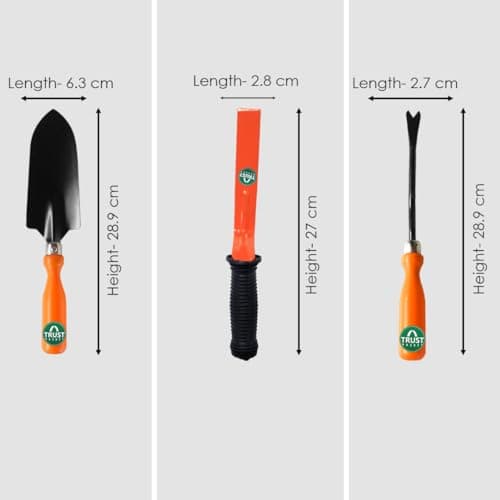 TrustBasket Gardening Hand Tools Set - 3 Pcs Small Trowel, Krupi & Weeder - Durable Garden Tools for Home Gardening Set, Gardening Tools Kit for Home Garden, Agriculture Tools & Gardening Items Combo 2