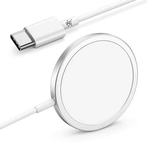AKART EMPORIUM Wireless Charging Pad for iPhone 16/15/14/13/12 Series & Smart Watch, 15W Fast Wireless Charger, Qi-Certified Charging Dock, USB Type-A Powered, Portable Compact Design, White
