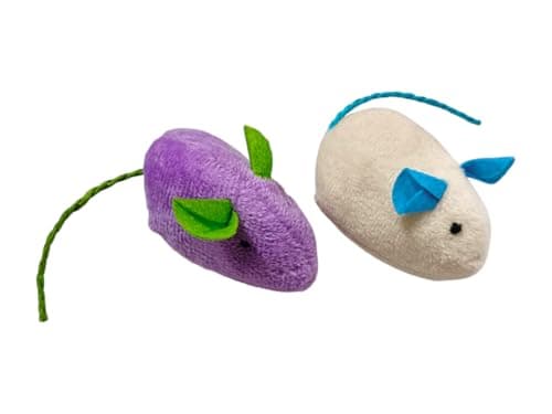 The Pets Company Fun Plush Cat Toys, Cats Hunting Mouse Toys, Bite Proof Cat Play Toy, Interactive Mice, Rat, Soft Mouse Toy for Cats & Kittens - Soft Plush Mouse - Set of 2 (Color May Vary)