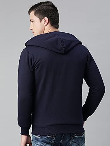 ADBUCKS Winter Wear Loose Fit Jacket Inside Full Black & White Fur & Made by Rich Cotton Fabric with Hoodies for Mens (Blue, Medium) 3