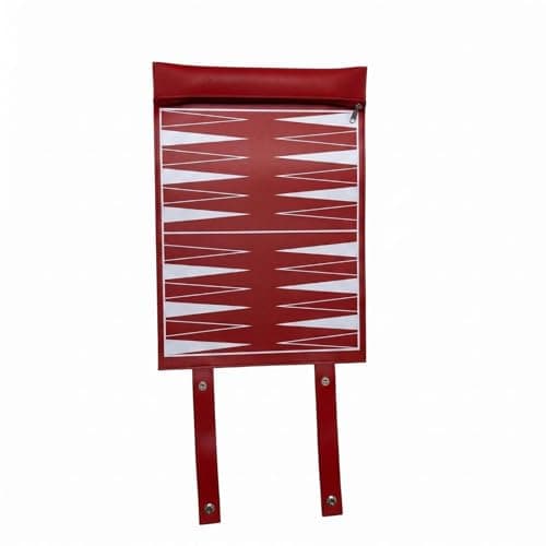 SNAPPSY Stitched Edges Foldable Backgammon Board Zipper Closure Leather Backgammon Board Strap Closures Snap Fasteners, Red