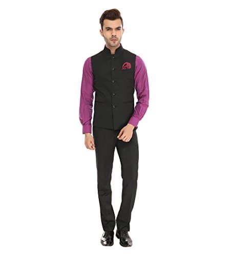 MANQ Men's Band Collar Slim Fit Formal/Party Waist coat 5