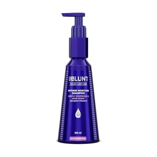 Bblunt Intense Moisture Shampoo with Jojoba and Vitamin E for Dry & Frizzy Hair | Moisturizes & Hydrates | Adds Shine | For Men & Women | 300 ml