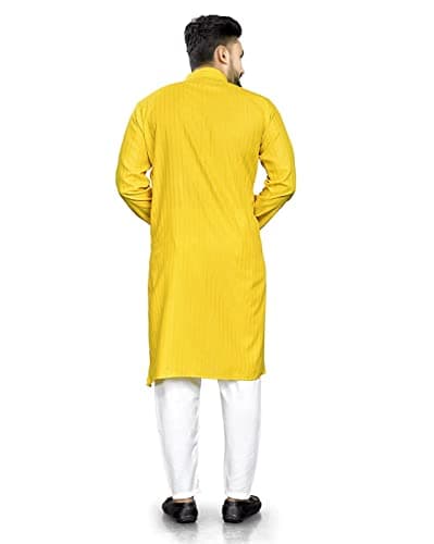 Enmozz Men's Textured Lining Ethnic Kurta Pyjama 2